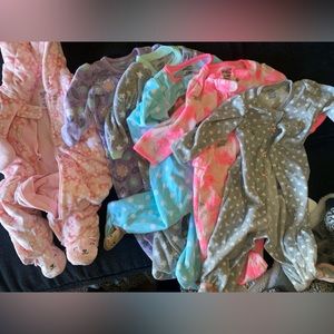 Carters  PACK OF SIX! One 3M warm winter zip up and 5 3-6 month fleece onsies